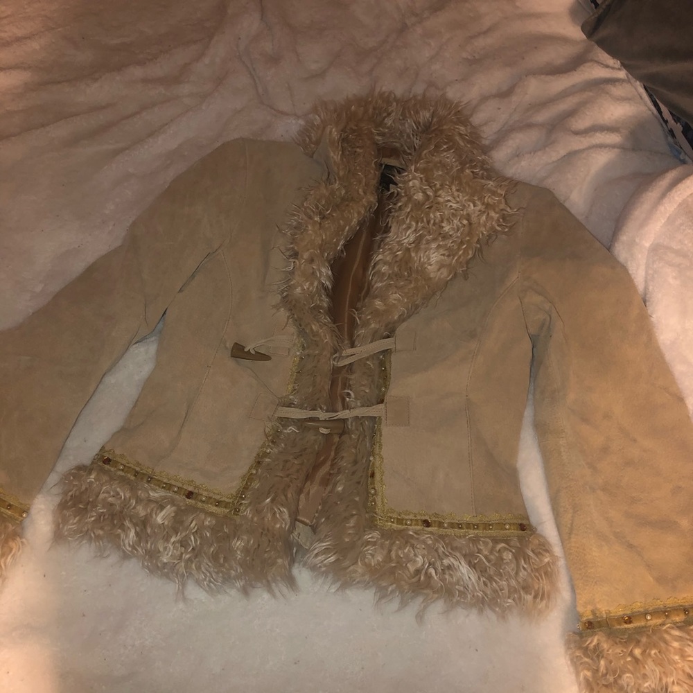 Genuine leather suede jacket